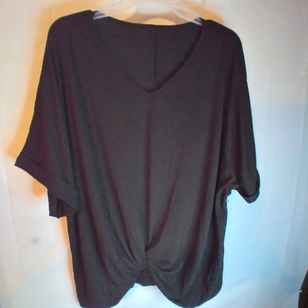 Short sleeve v-neck casual shirt  with knot tie in front